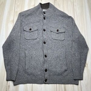 Tommy Bahama Wool Silk Blend Button Up Sweater Pockets Mens Size XL Brown